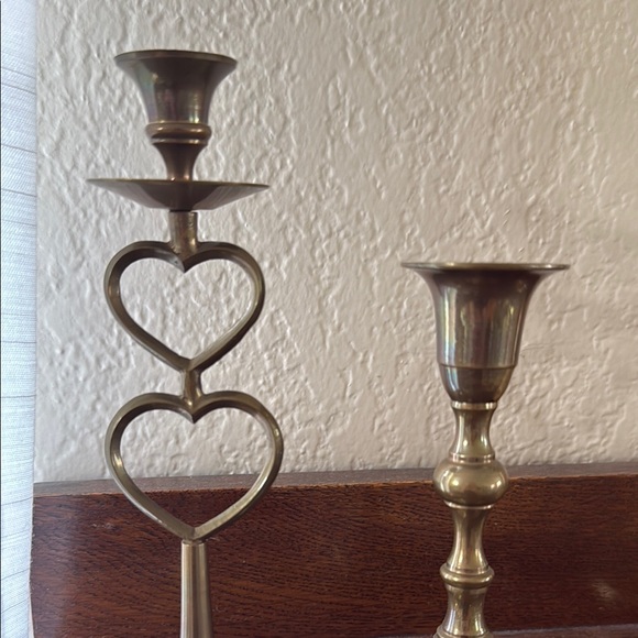 Vintage Elegant Brass Heart Candlestick & Candlestick Holder - Picture 2 of 5
